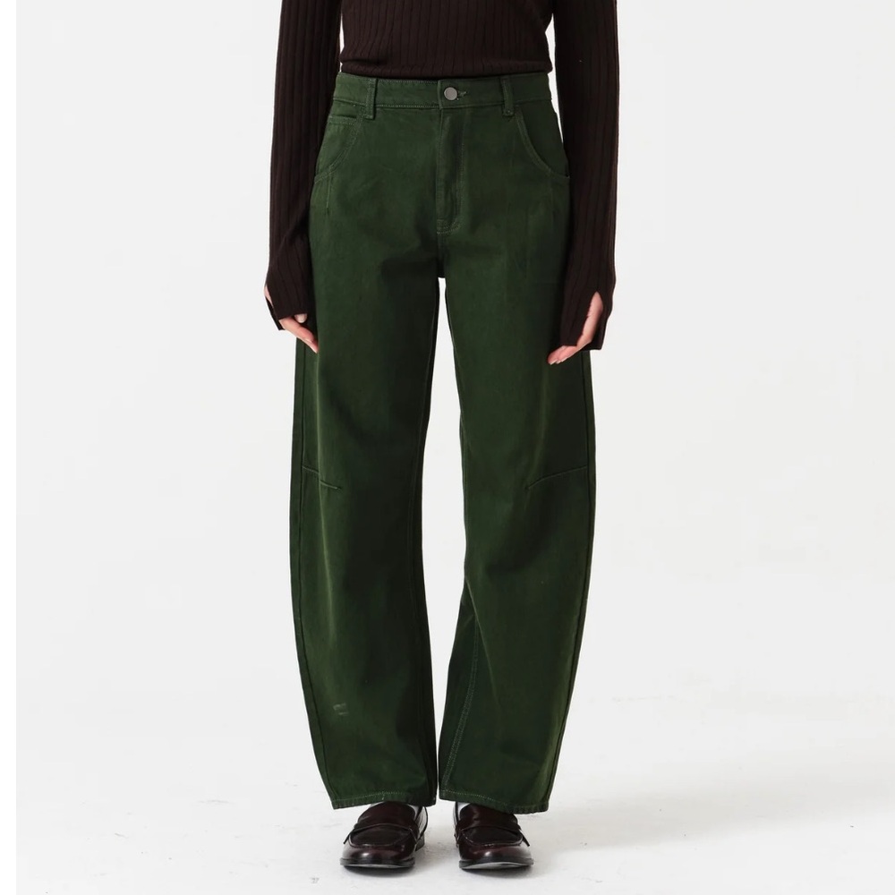 Seventy + Mochi Nina Barrel Leg Jean in Dark Pine - Picture 1 of 5